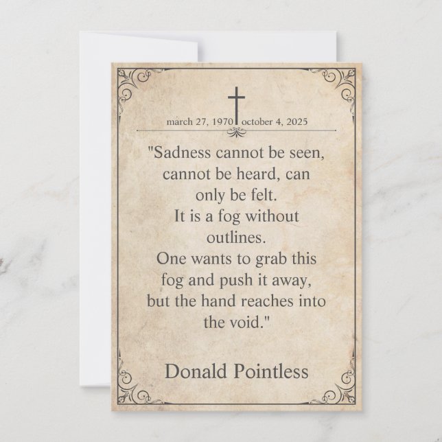 Sadness cannot be seen - Funeral Vintage Card (Front)