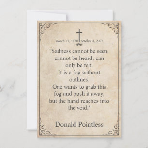 Sadness cannot be seen - Funeral Vintage Card