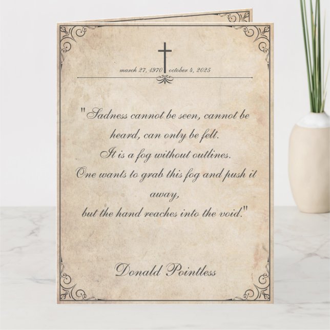 Sadness cannot be seen - Funeral Vintage Card (Front)