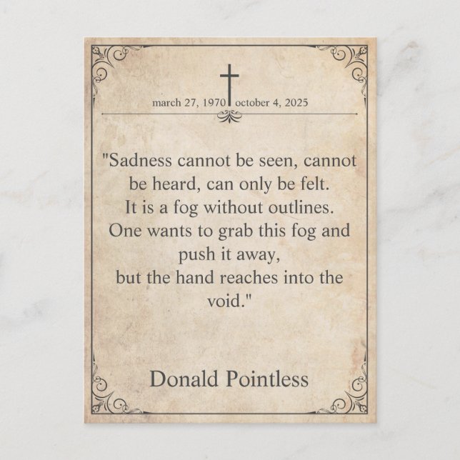 Sadness cannot be seen - Funeral Vintage Card (Front)