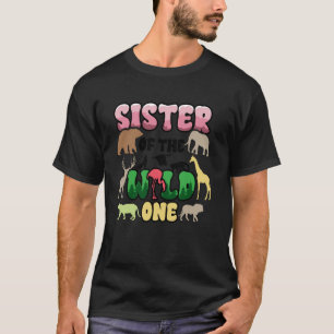 Safari 1st Birthday Sister of Wild One Zoo Jungle T-Shirt