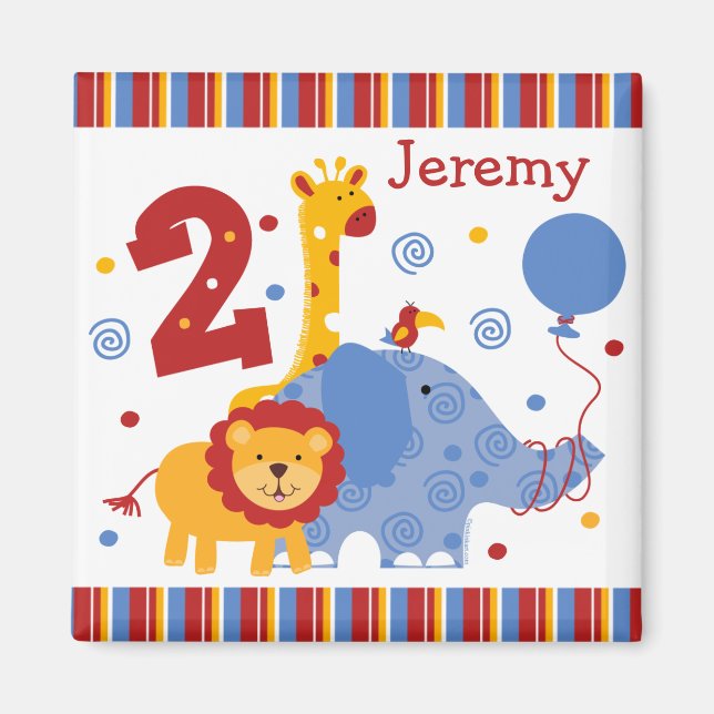 Safari 2nd Birthday Custom Magnet (Front)
