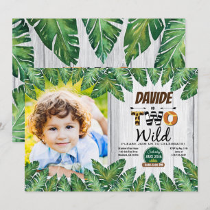 Safari 2nd birthday party photo invitation
