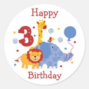 Safari 3rd Birthday Custom Sticker