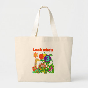 Safari 3rd Birthday  Tshirts and Gifts Large Tote Bag