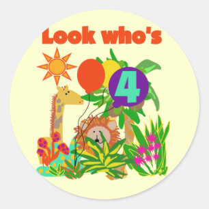 Safari 4th Birthday Tshirts and Gifts Classic Round Sticker