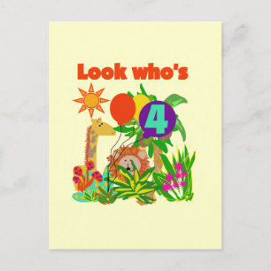 Safari 4th Birthday Tshirts and Gifts Postcard