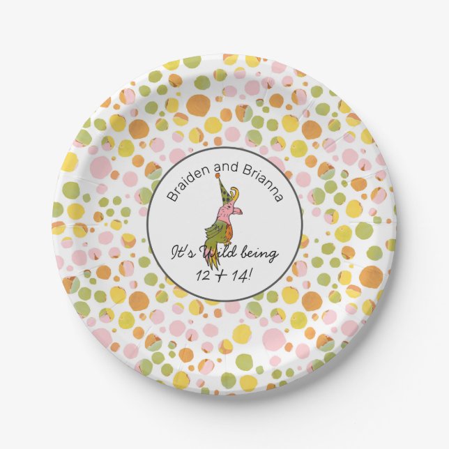 Safari Abstract Giraffe Print Tween Birthday Party Paper Plate (Front)