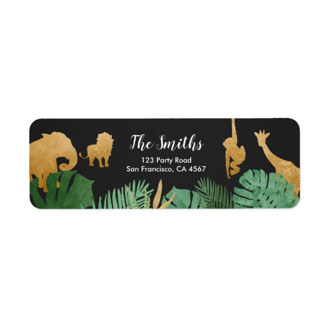 Safari Address Labels Wild one Animals Jungle Zoo (Front)