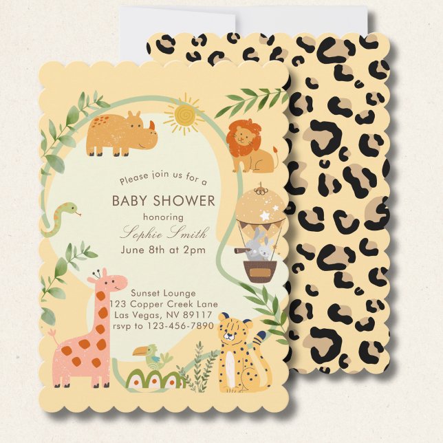 Safari Adventure Awaits Baby Shower scalloped Invitation (Creator Uploaded)