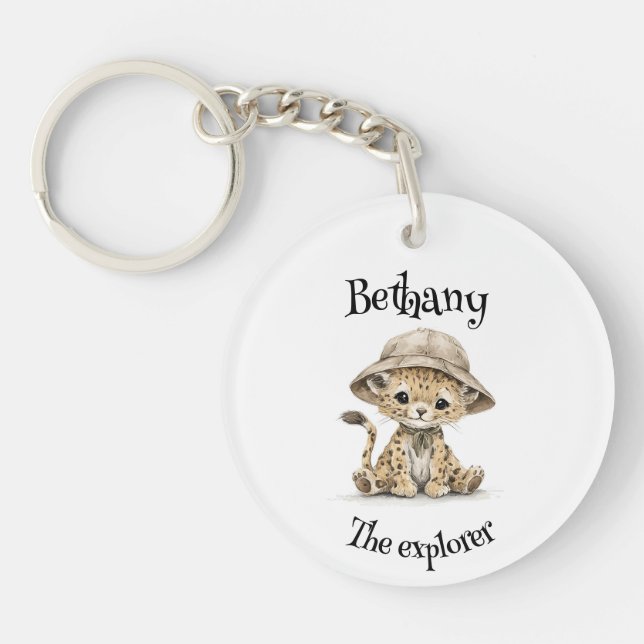Safari Adventure Babies | Cute Watercolour Animals Key Ring (Front)