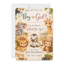 Safari Adventure Gender Reveal Invitation