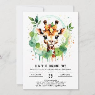 Safari Adventure Giraffe Birthday Invitation