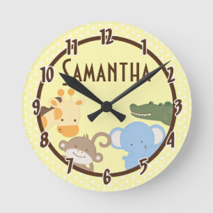 Safari Adventure Jungle Zoo Personalised Clock