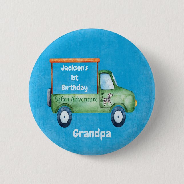 Safari Adventure Personalised 1st Birthday 6 Cm Round Badge (Front)