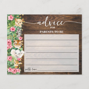 Safari Advice Mom & Dad Pink Rustic Shower Card