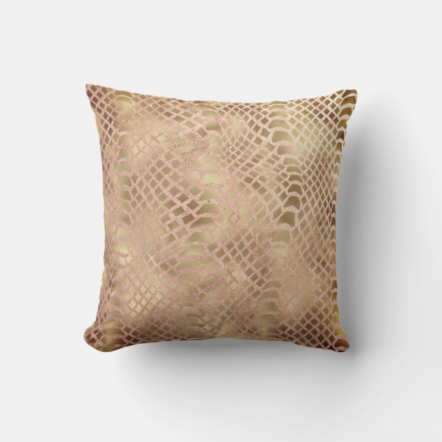 Safari African Faux Gold Python Animal Skin Bronze Cushion (Front)