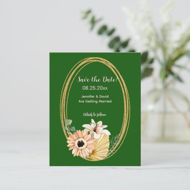 Safari African Flowers Save the Date Card (Standing Front)