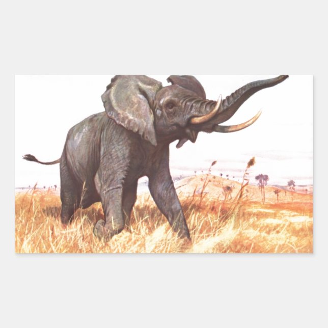 Safari African Jungle Destiny Animals Elephants Rectangular Sticker (Front)