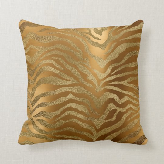 Safari African Steel Gold Glam Zebra Animal Skin Throw Pillow Zazzle