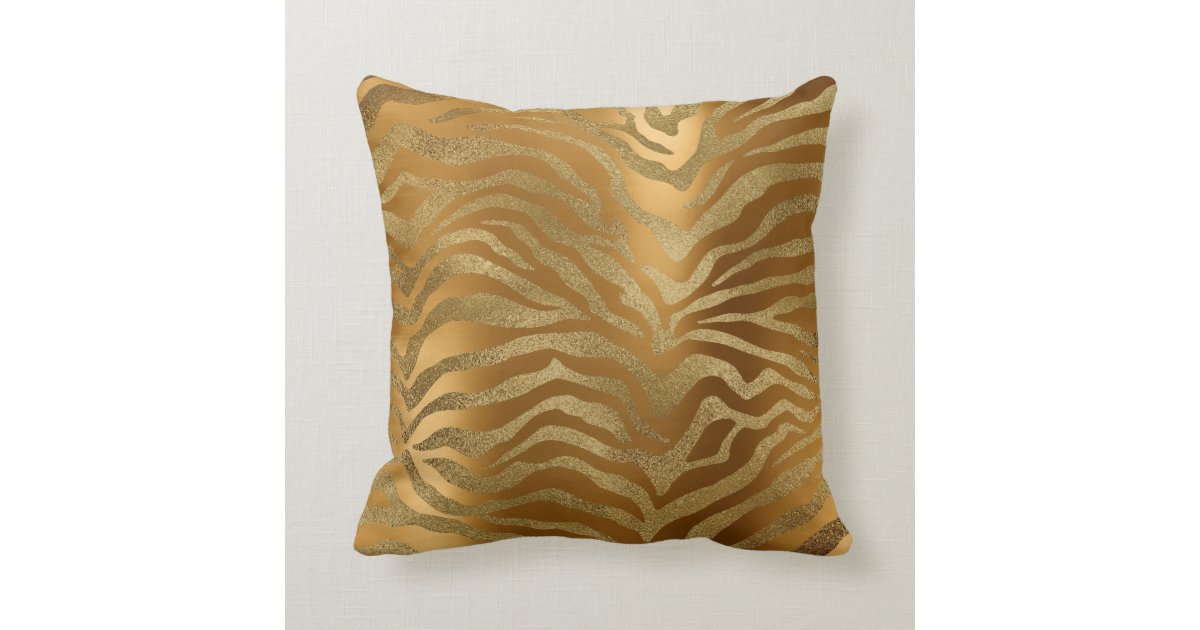 Safari African Steel Gold Glam Zebra Animal Skin Throw Pillow Zazzle