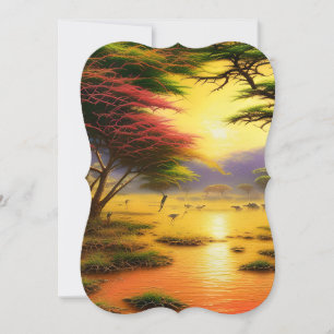 Safari, African Sunsets and Wild Animals. Card