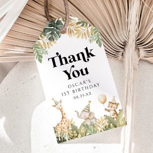 Safari Animal 1st Birthday Favour Tag Thank You Bo