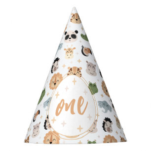 safari animal 1st one birthday boy paper hat