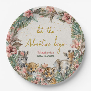 Safari Animal Adventure Begin Baby Boy Shower Paper Plate