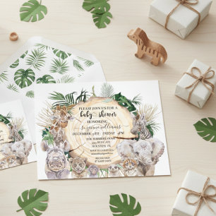 Safari Animal Babies Watercolor Jungle Baby Shower