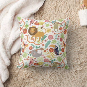 Safari Animal Baby Cushion, Bright Colorful Jungle Cushion