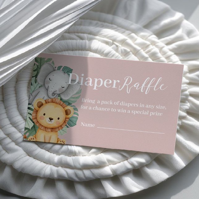 Safari Animal Baby Shower Diaper Raffle Business Card (Creator Uploaded)
