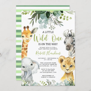 Safari Animal Baby Shower Invitation Greenery