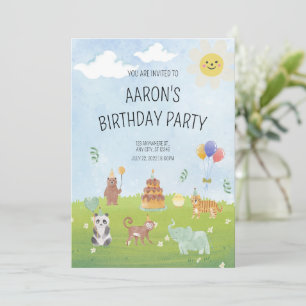 Safari Animal Birthday Invitation Greenery Birthda