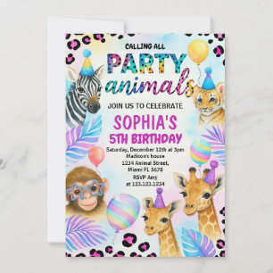 Safari Animal Birthday Party Invitation