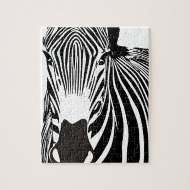 safari animal black and white stripes wild Zebra Jigsaw Puzzle (Vertical)