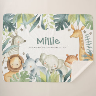 Safari animal blanket with cute jungle animals