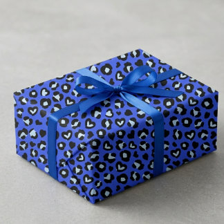 Safari Animal Blue Leopard Chic Print Pattern Wrapping Paper