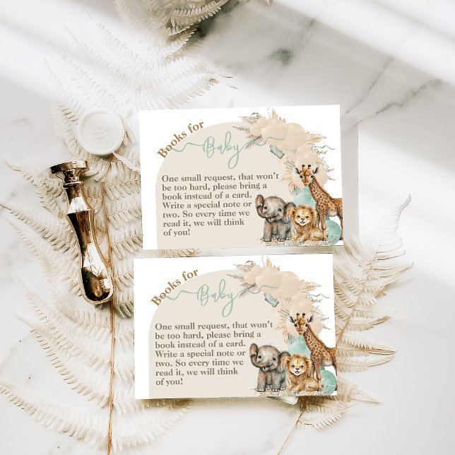 Safari animal Boho Oh Boy Baby Shower books Enclosure Card (Creator Uploaded)