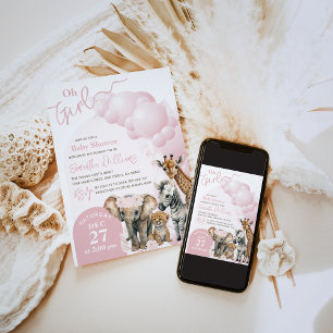 Safari animal Boho Oh Girl Baby Shower Invitation