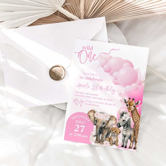 Safari animal Boho Wild One st Birthday Invitation (Creator Uploaded)