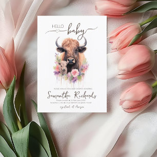 Safari Animal Buffalo Floral Baby Shower Invitation