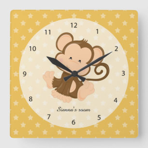 Safari Animal, choose your own background colour Square Wall Clock