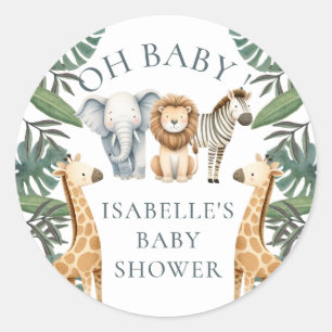 Safari Animal Custom Baby Shower Classic Round Sticker