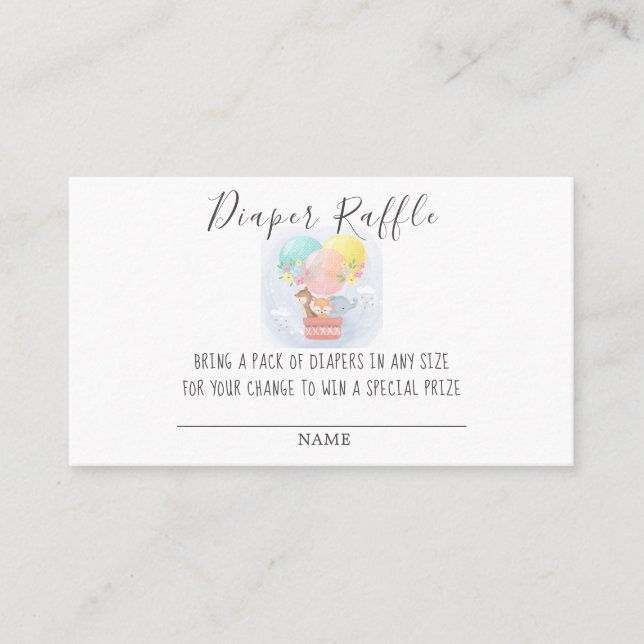 Safari Animal Diaper Raffle Baby Shower  Business Card (Front)