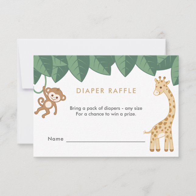 Safari animal Diaper Raffle Card (Front)