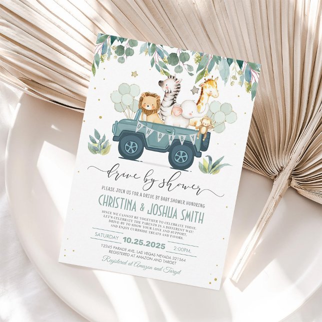 Safari Animal Drive Thru Baby Shower Invitation (Creator Uploaded)