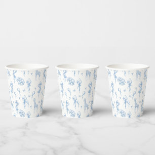 Safari Animal Dusty Blue Toile Baby Boy Shower Paper Cups