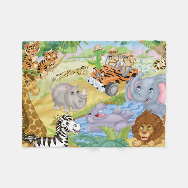 Safari Animal Flannel Blanket (Front (Horizontal))