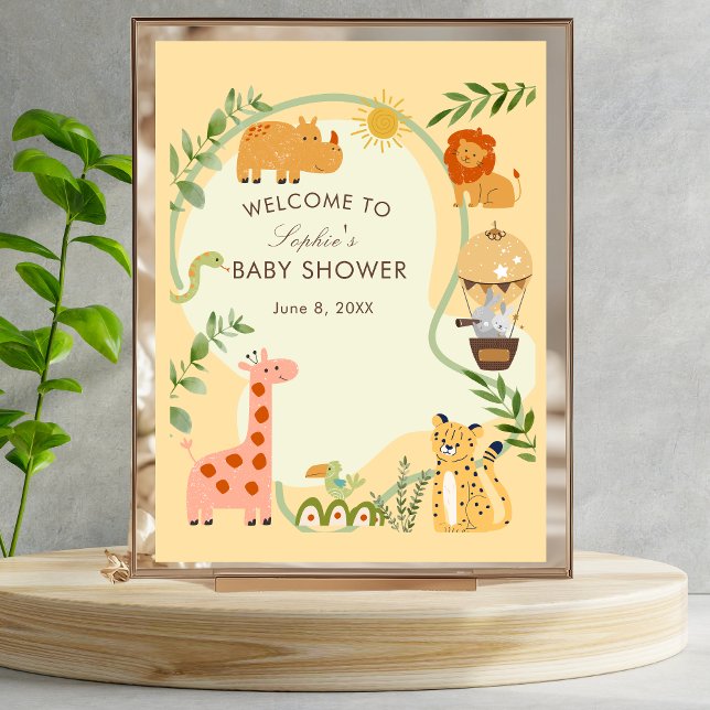 Safari Animal Friends Baby Shower Welcome Sign (Creator Uploaded)